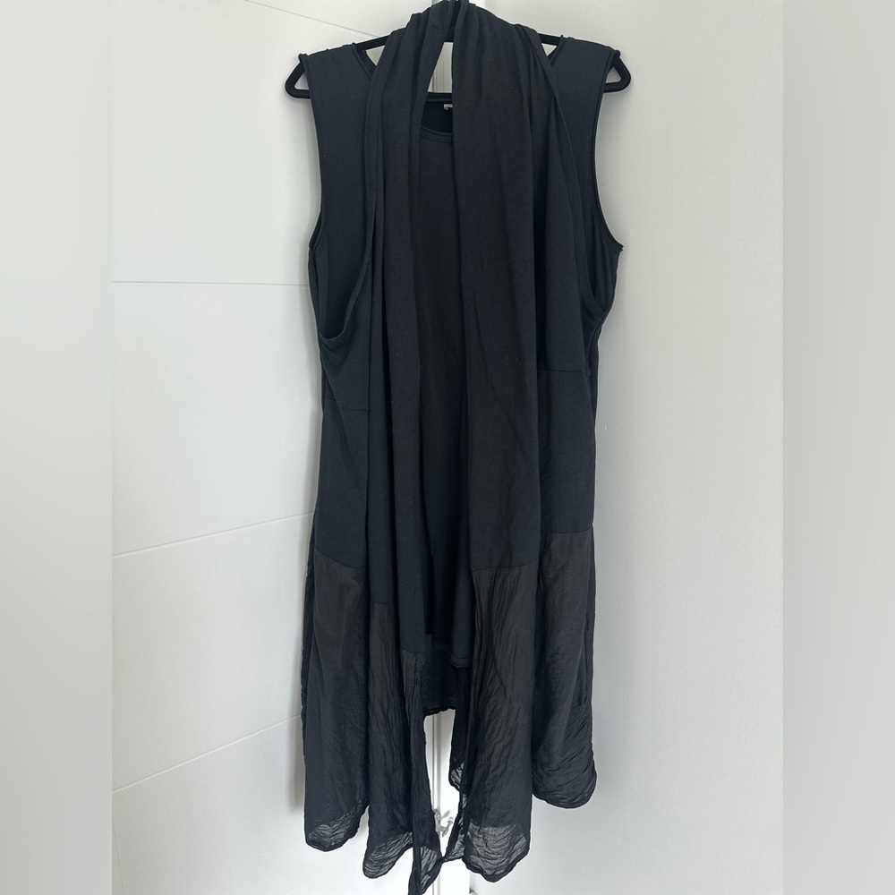 Made in Italy Black Sleeveless Drape Dress Large